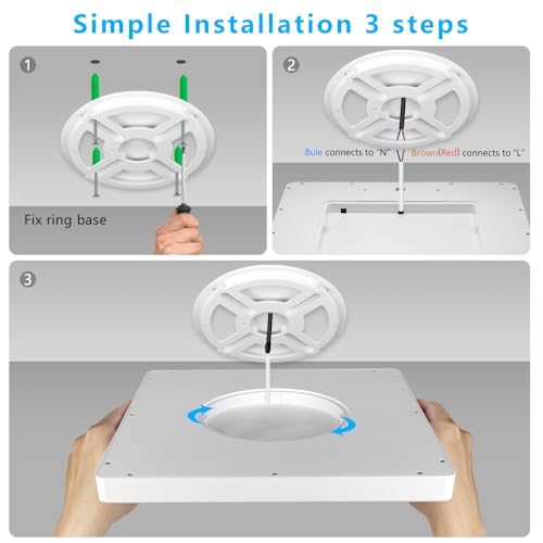 LightingWill 12Inch 24W Square LED Ceiling Light Fixtures Flush Mount, 2800K Warm White LED Ceiling Lamp, Surface Mount Modern Ceiling Lights for Bedroom, Kitchen, Bathroom, Living Room - color: Warm White, size: 12 inch White