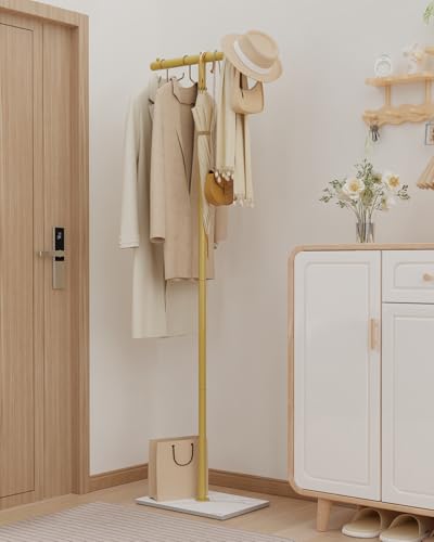 OUTBROS Freestanding Coat Rack, 68.9" High Small Clothes Rack, Gold - color: Gold