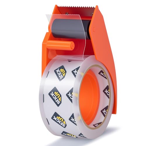STICK UP Heavy Duty Packing Tape with Dispenser, 1 Roll, 1.88" x 65 YDs, Clear Strong Adhesive Package Sealing Tape for Shipping Moving Boxes, Mailing Supplies and Storage