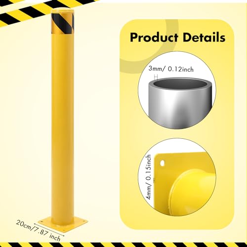 Safety Bollard Post, 30 x 4.5 inch Removable Steel Traffic Parking Barrier Bollards, Yellow, 6 Pack - size: 30"Hx4.5"D