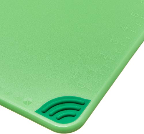 San Jamar Saf-T-Grip Plastic Cutting Board with Safety Hook, 12" x 18" x 0.5", Green - color: Green