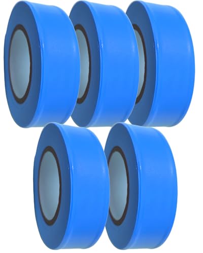 Blue Flagging Tape - Non-Adhesive Hi-Vis Plastic | 5 Rolls (1" x 500') | Fade-Resistant for Surveyor, Tree Marking, Hunting Trail, Boundaries & Hazardous Areas Workplace - color: Blue