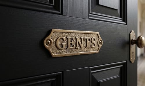 GENTS Metal Restroom Sign | Vintage Antique Brass Men’s Washroom Plaque Durable Commercial-Grade Professional Signage, Easy Mount Office & Business Door Plaque - color: GENTS