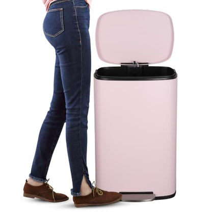 happimess Connor 2-Piece Iron Trash Can, Blush Pink - color: Blush Pink
