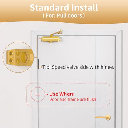 Automatic Door Closer, Hydraulic Self Closing, Gold, Medium - color: Dullgolden, size: Medium
