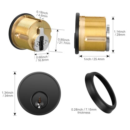 Commercial Mortise Lock Cylinder, Black - color: Black