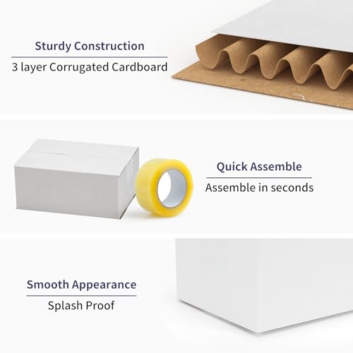 Shipping Boxes 7x5x3 Set of 25, White Corrugated Cardboard Box for Mailing Business Packaging - size: 7x5x3 Inches