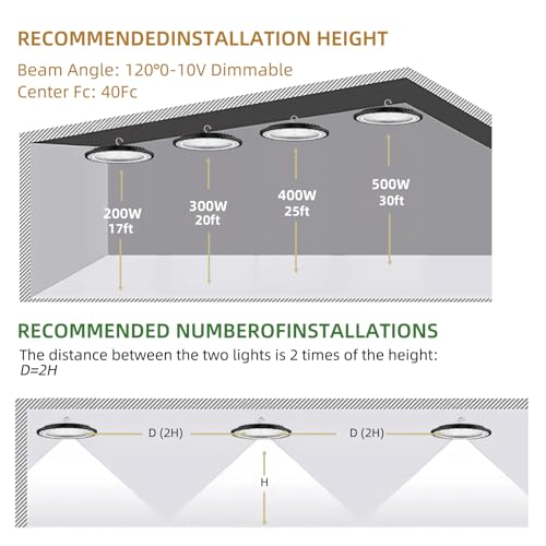 6 Pack UFO 200W LED High Bay Light,5000K,28,000LM, 5 ft Cable with US Plug UL Certified Plug, IP65 Commercial Warehouse Area Light for Wet Location Area, Workshop, Garage - size: 200W 6 Pack