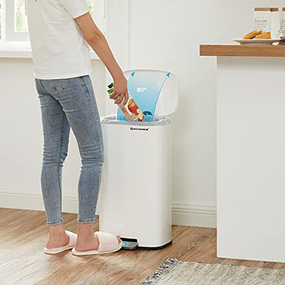 SONGMICS 8 Gallon (30 L) Trash Can, Stainless Steel, Step-On Pedal - color: White, size: 8 Gal.