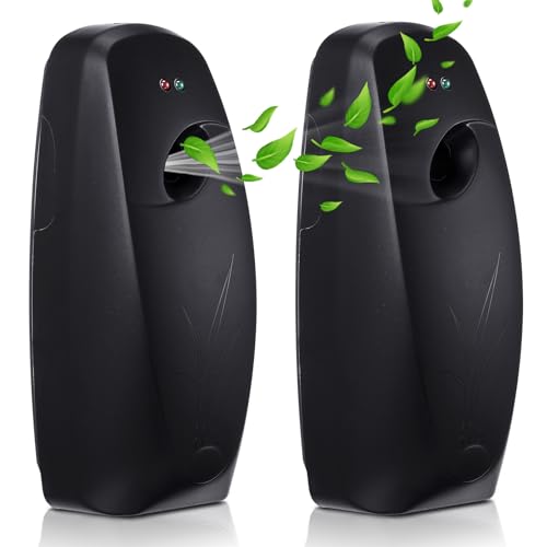 Maxcheck Automatic Air Freshener Spray Dispenser 2 Pack Wall Mounted Free Standing Restroom Air Freshener Battery Operated Automatic Sprayer Dispenser for Home Bathroom Commercial Time Scent(Black) - color: Black