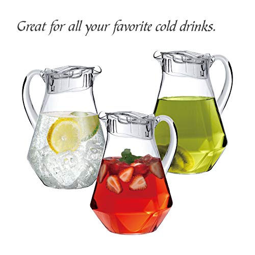 Amazing Abby - Sparkly - Plastic Pitcher (64 oz, 2 Quart), Clear Water Pitcher with Lid, Fridge Jug, BPA-Free, Shatter-Proof, Great for Iced Tea, Sangria, Lemonade, Juice, Milk, and More - style: Sparkly (64 oz)