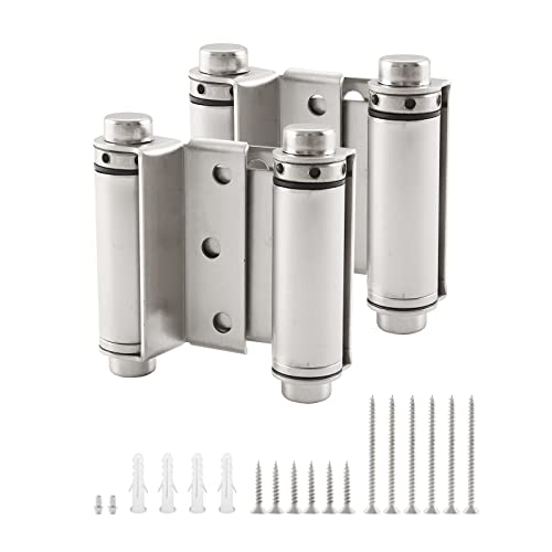 3" Double Action Spring Hinge, Self Closing Saloon Door Hinges, 2 Pack - color: Satin Nickel