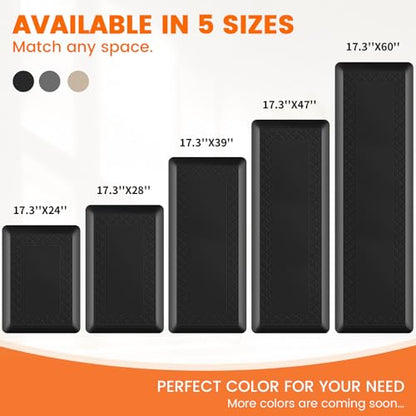 4/5 Inch Thicker Kitchen Mats Anti Fatigue Comfort Mat Standing Desk Rugs - color: Black, size: 39"L x 17"W x 0.8"Th