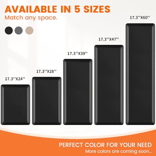 4/5 Inch Thicker Kitchen Mats Anti Fatigue Comfort Mat Standing Desk Rugs - color: Black, size: 60"L x 17"W x 0.8"Th