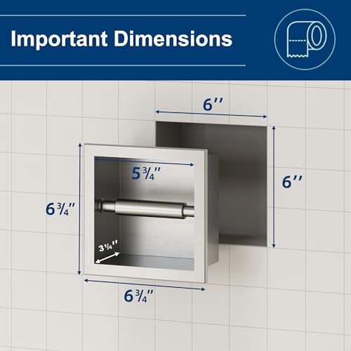 Neodrain Brushed 304 Stainless Steel Recessed in Wall Toilet Paper Holder - color: Brushed, size: 6X6In