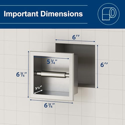 Neodrain Brushed 304 Stainless Steel Recessed in Wall Toilet Paper Holder - color: Brushed, size: 6X6In