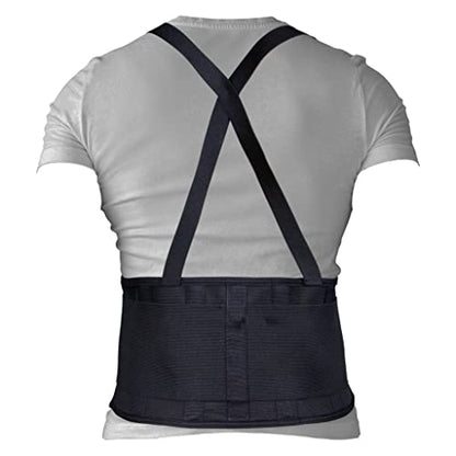 Champion Lightweight Industrial Belt Back Brace, Abdominal Support Shoulder Straps, Hook and Loop Fasteners, Large