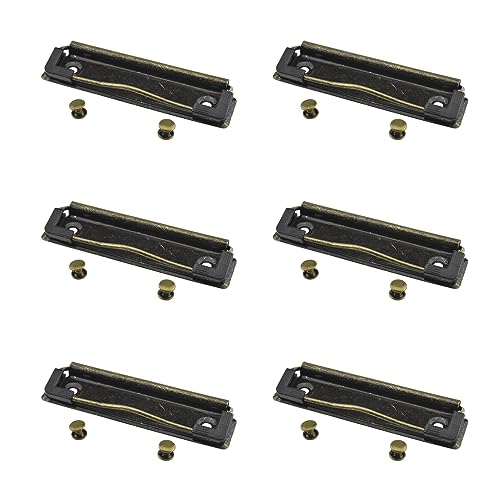 HAHIYO 3.94 Inches Vintage Bronze Metal Mountable Clipboard Clips - 6 Pack, Durable Spring Loaded Clip with Rubber Grips and Rivets Document File Wood Plastic Clip Board for Office School Home - style: Bronze-3.94in-6p