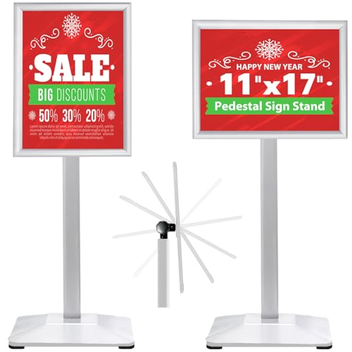 Pedestal Sign Holder 11x17inch Adjustable Floor Stand With Heavy Base & Snap Frame Display for Indoor Outdoor Business Store Poster (Silver) - color: Silver/1Pack, size: 11"x17" Sign Stand