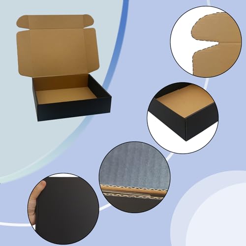 20 Pack 12x10x3 inch Black Shipping Boxes, Corrugated Cardboard Mailer Box - size: 12x10x3 Inches-20pack
