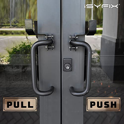 iSYFIX Push Pull Stickers Sign, 5x2 Inch, 2 Pack, Black/Brushed Gold - color: Black / Brushed Gold, size: Horizontal 2x5