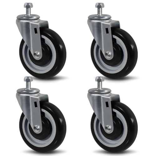 SY America 5" Shopping Cart Replacement Wheels,Stem Casters Swivel Casters Set of 4 Heavy Duty Castors,Load Capacity 1400 lbs (Black) - color: Black, size: 4 Swivel
