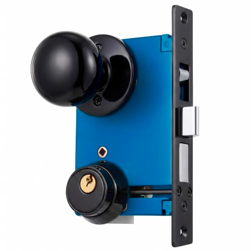 Tandefio 1 Set Double Cylinder Mortise Lock, Left Hand Reverse, Black - color: Black, style: Left Hand Reverse