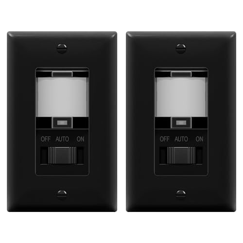 TOPGREENER in Wall PIR Motion Sensor Light Switch, Need Neutral Wire, 2Pack - color: Black, size: 2 Pack