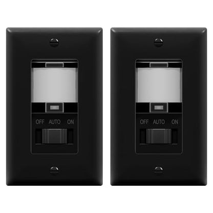 TOPGREENER in Wall PIR Motion Sensor Light Switch, Need Neutral Wire, 2Pack - color: Black, size: 2 Pack