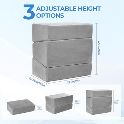 3-Level Adjustable Foot Rest for Under Desk at Work, Grey, 17x11.2x17 Inch - color: Gray