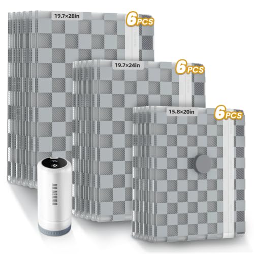 Vacuum Storage Bags with Pump, 18PCS Space Saver Bags for Clothing Travel - size: 18 Combo Set(20"x6+24"x6+28"x6)