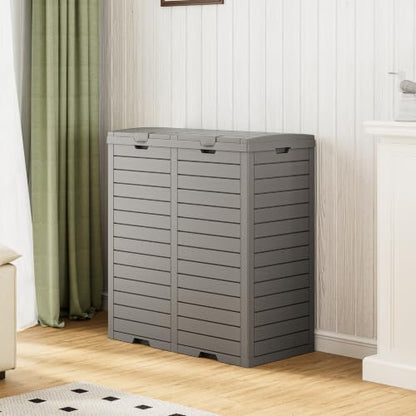 Fancyango Resin Outdoor Trash Can with Lid, 62 Gallon, Gray - color: Grey, size: 62 Gallon