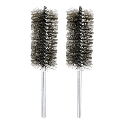 HARFINGTON 2pcs Wire Bore Brush Set 8 Inch Length 1.8 Inch Shank Stainless Steel Bristles Cleaning Brush for Clean Car Part Tube Kitchen Garage - size: 8 x 1.8 Inch