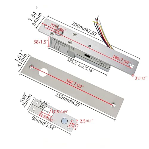 12V DC Electric Drop Bolt Lock, Fail-Safe with Adjustable 0/3/6/9s Delay, with Door Status Sensor & LED Indicator for Access Control System, Security Door & Gate