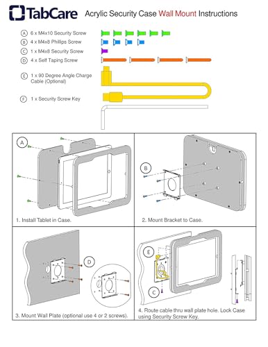 Security Anti-Theft Acrylic VESA Enclosure for Amazon Fire Max 11 with Free Wall Mount Kit & 90-degree USB C charge cable(Black, Fire Max 11) - color: Black, size: Fire Max 11