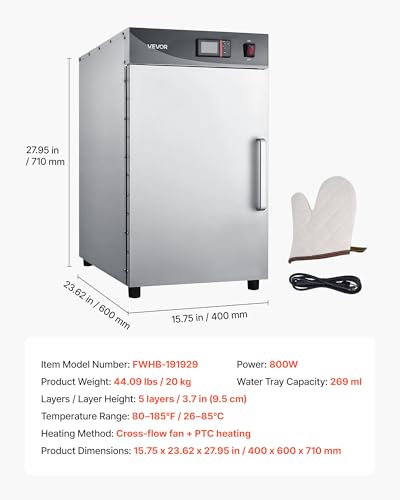 VEVOR Electric Hot Box Food Warmer, 5-Tier Commercial Warming Cabinets - size: 5-Tier