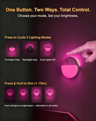 YUNLEX Pink Motion Sensor Night Light Battery Operated, Dim Light,1-15lm - color: Pink
