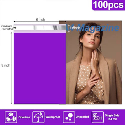 JinRuiKJ Poly Mailers 6x9 Inch, 100 Pcs Shipping Bags, Purple - color: Purple, size: 6*9inch 100pcs