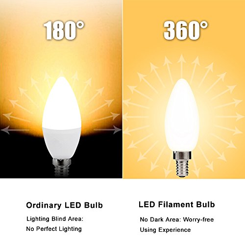 HOLA E12 LED Candelabra Chandelier Light Bulb Dimmable, 2700K 4.5W 6 Pack - color: Warm E12-2700k