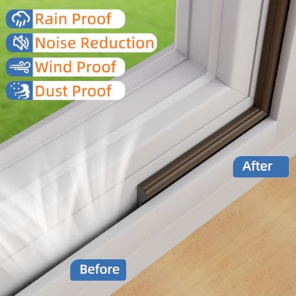 Wedge-Shape Window Weather Stripping Door Frame Seal 2Pcs×196” Brown - color: Brown, size: 2pcs×196“