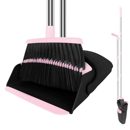 Pink Broom and Dustpan Combo Set, 51" Long Handle Broom - color: Pink