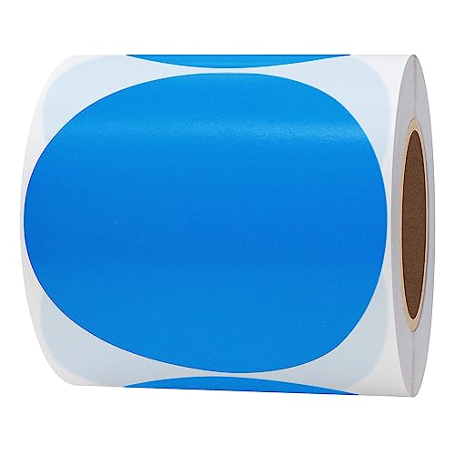 Hybsk 3 inch Circle Color Direct Thermal Stickers Shipping Labels for Barcodes,Name Tag,DIY Logo Design,QR Code,Inventory– Compatible with Zebra,Rollo,Munbyn,and More-350 pcs (3 inch,Blue) - color: Blue, size: 3"
