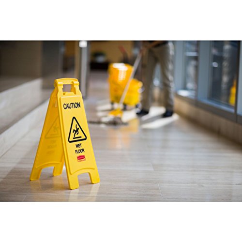 Rubbermaid Commercial Products Caution Wet Floor Sign 2-Sided, Yellow, 26in - color: Yellow 2-Sided, size: 26 inch, style: Wet Floor Sign