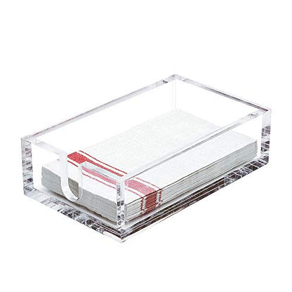 IEEK Acrylic Guest Towel Napkin Holder,Clear Bathroom Paper Hand Towels Storage Tray Modern Buffet Napkin Caddy,Fancy Flat Napkin Holders For Kitchen or Dining Room,9x5.5x2.5 Inch,Pack of 1 - size: 9x5.5x2.5 Inch Guest Towel Napkin Holder