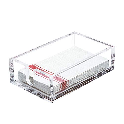 IEEK Acrylic Guest Towel Napkin Holder,Clear Bathroom Paper Hand Towels Storage Tray Modern Buffet Napkin Caddy,Fancy Flat Napkin Holders For Kitchen or Dining Room,9x5.5x2.5 Inch,Pack of 1 - size: 9x5.5x2.5 Inch Guest Towel Napkin Holder