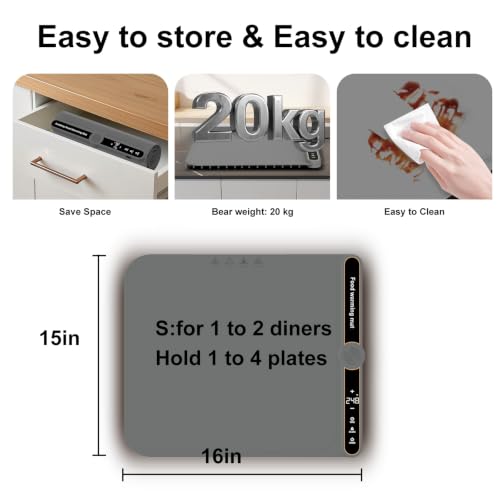 Food Warming Mat Small and Portable Soft Food Warmers for Home 120V - size: Grey-15*16-Small
