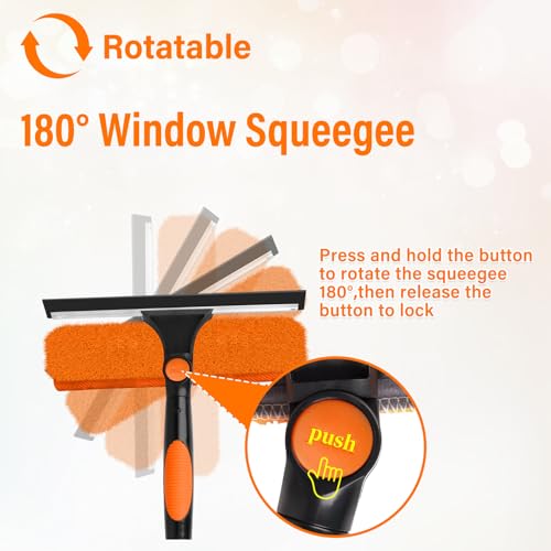 30FT Telescoping Window Squeegee Kit with Extension Pole - size: 24FT