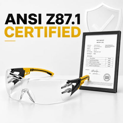 24 Pack Clear Safety Glasses Bulk for Men Women ANSI Z87.1 UV Protection - color: Yellow