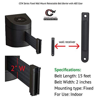 Crowd Control Warehouse WMB-220 Wall Mount Retractable Belt Barrier, 15 Ft - color: Fluorescent Pink, size: Black