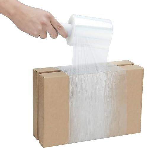 PSBM Mini Stretch Wrap with Extended Core Handles, 18 Rolls 3 Inch x 1000 Feet 80 Gauge Heavy Duty Clear Plastic Wrap Industrial Strength Shrink Film for Moving, Packing & Shipping - size: 3" x 1000 Feet, style: 18 Pack